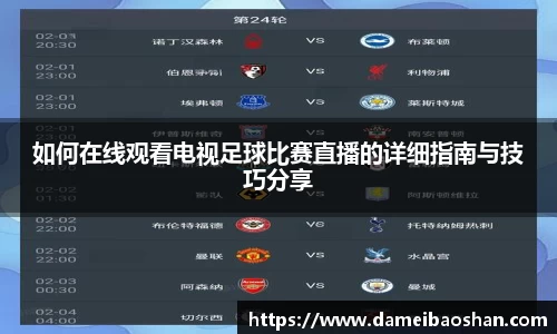 如何在线观看电视足球比赛直播的详细指南与技巧分享