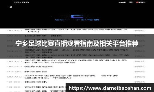 宁乡足球比赛直播观看指南及相关平台推荐
