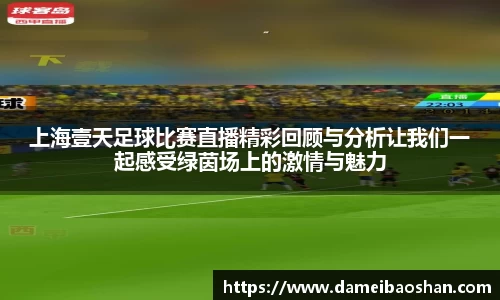 上海壹天足球比赛直播精彩回顾与分析让我们一起感受绿茵场上的激情与魅力